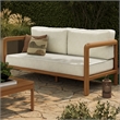 Kona Outdoor Teak Wood Loveseat in Sand