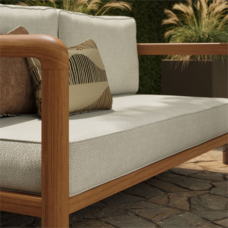 Kona Outdoor Teak Wood Loveseat in Sand