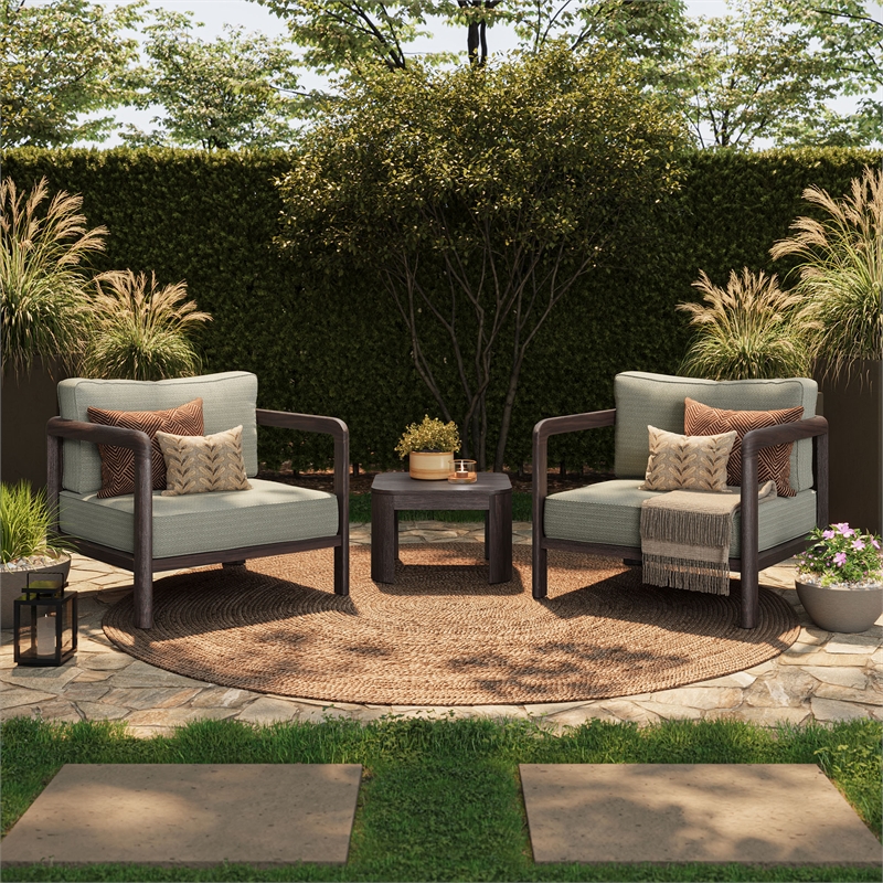 Kona 3-Piece Outdoor Teak Wood Furniture Set in Ash