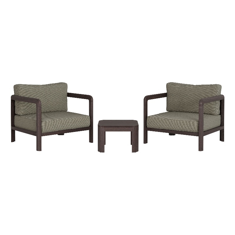Kona 3-Piece Outdoor Teak Wood Furniture Set in Ash