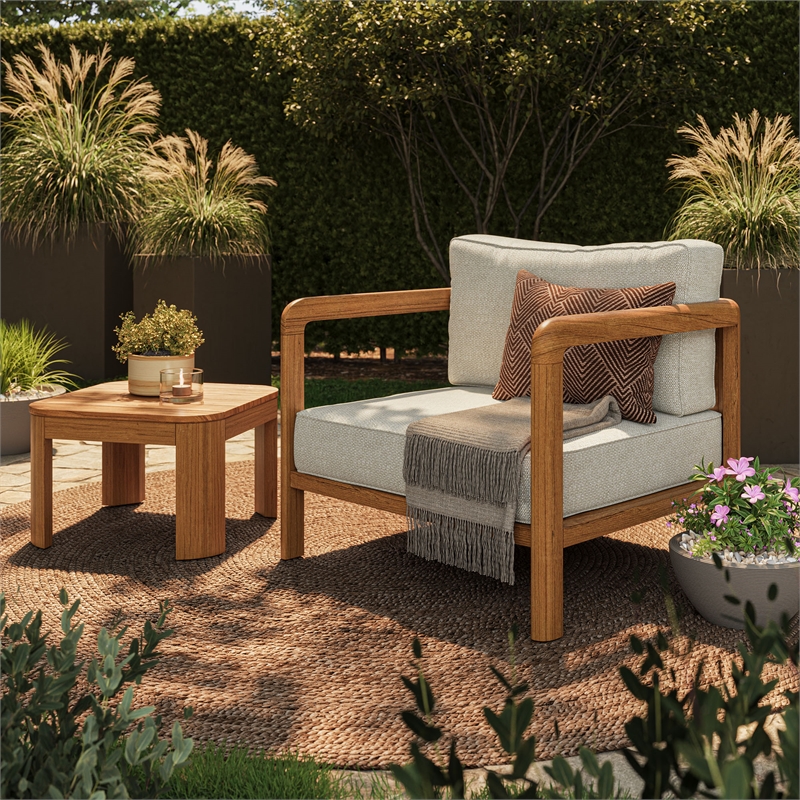 Kona 3-Piece Outdoor Teak Wood Furniture Set in Sand