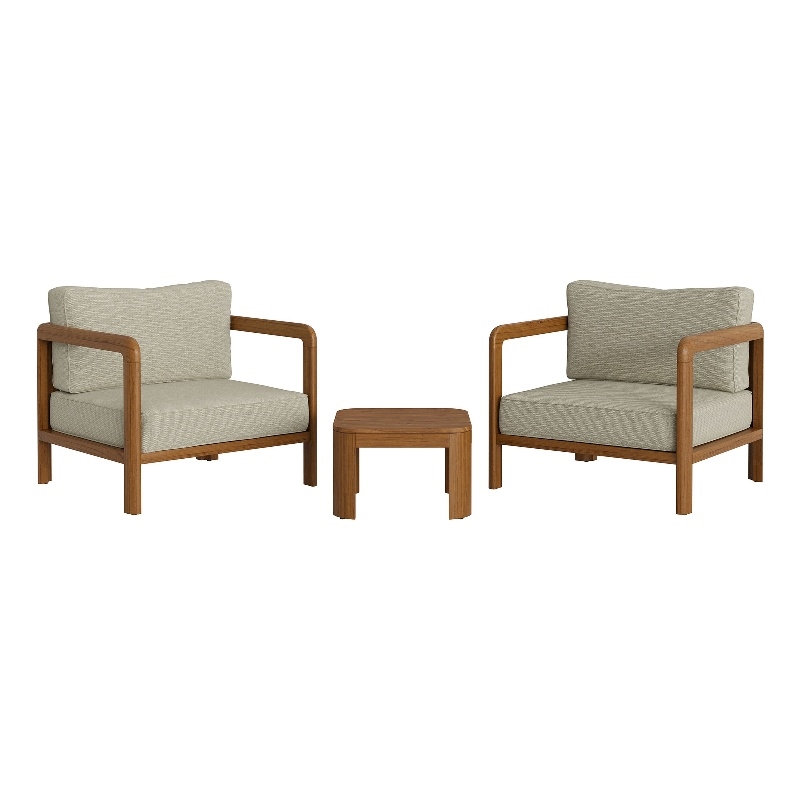 Kona 3-Piece Outdoor Teak Wood Furniture Set in Sand