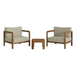Kona 3-Piece Outdoor Teak Wood Furniture Set in Sand