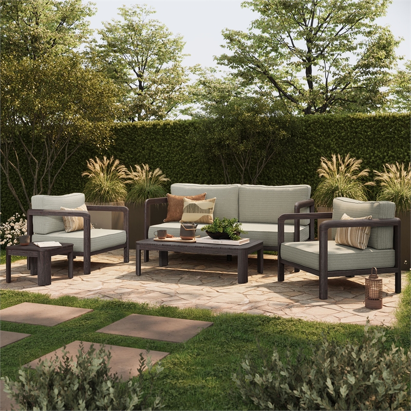 Kona 5-Piece Outdoor Teak Wood Furniture Set in Ash