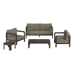 Kona 5-Piece Outdoor Teak Wood Furniture Set in Ash