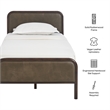 Wexford Twin Vegan Leather Platform Bed with Solid Wood Frame in Wenge Mushroom