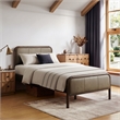 Wexford Twin Vegan Leather Platform Bed with Solid Wood Frame in Wenge Mushroom
