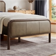 Wexford Twin Vegan Leather Platform Bed with Solid Wood Frame in Wenge Mushroom