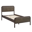 Wexford Twin Vegan Leather Platform Bed with Solid Wood Frame in Wenge Mushroom