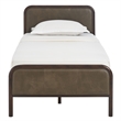Wexford Twin Vegan Leather Platform Bed with Solid Wood Frame in Wenge Mushroom