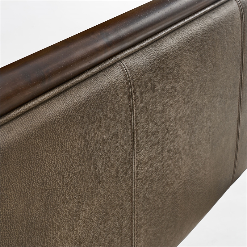 Wexford Twin Vegan Leather Platform Bed with Solid Wood Frame in Wenge Mushroom