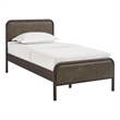 Wexford Twin Vegan Leather Platform Bed with Solid Wood Frame in Wenge Mushroom