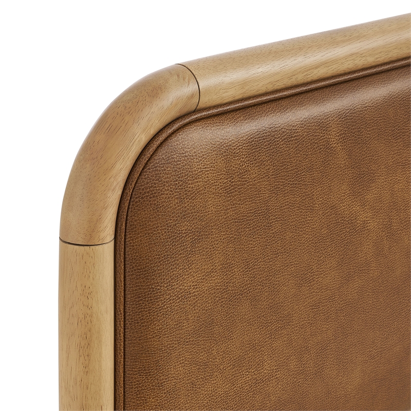 Wexford Vegan Leather Full Platform Bed in Light Oak Canyon