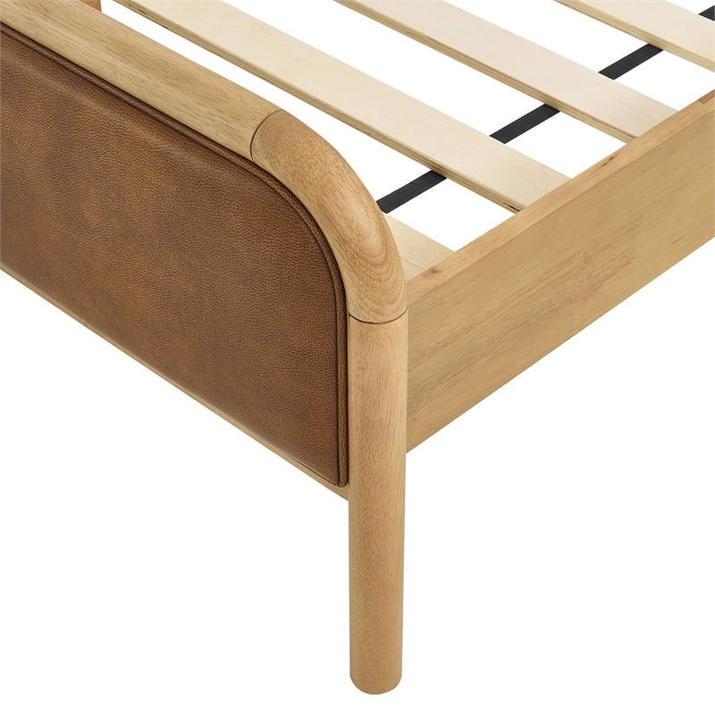 Wexford Vegan Leather Queen Platform Bed in Light Oak Canyon