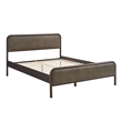 Wexford Queen Vegan Leather Platform Bed with Solid Wood Frame in Wenge Mushroom