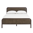 Wexford Queen Vegan Leather Platform Bed with Solid Wood Frame in Wenge Mushroom