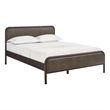 Wexford Queen Vegan Leather Platform Bed with Solid Wood Frame in Wenge Mushroom