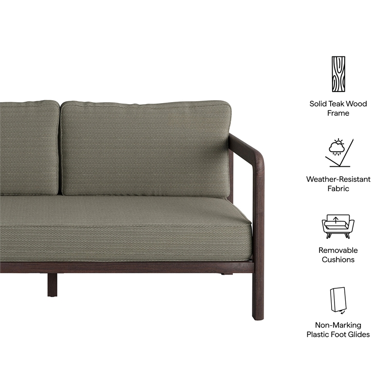Kona Outdoor Teak Wood Loveseat in Ash