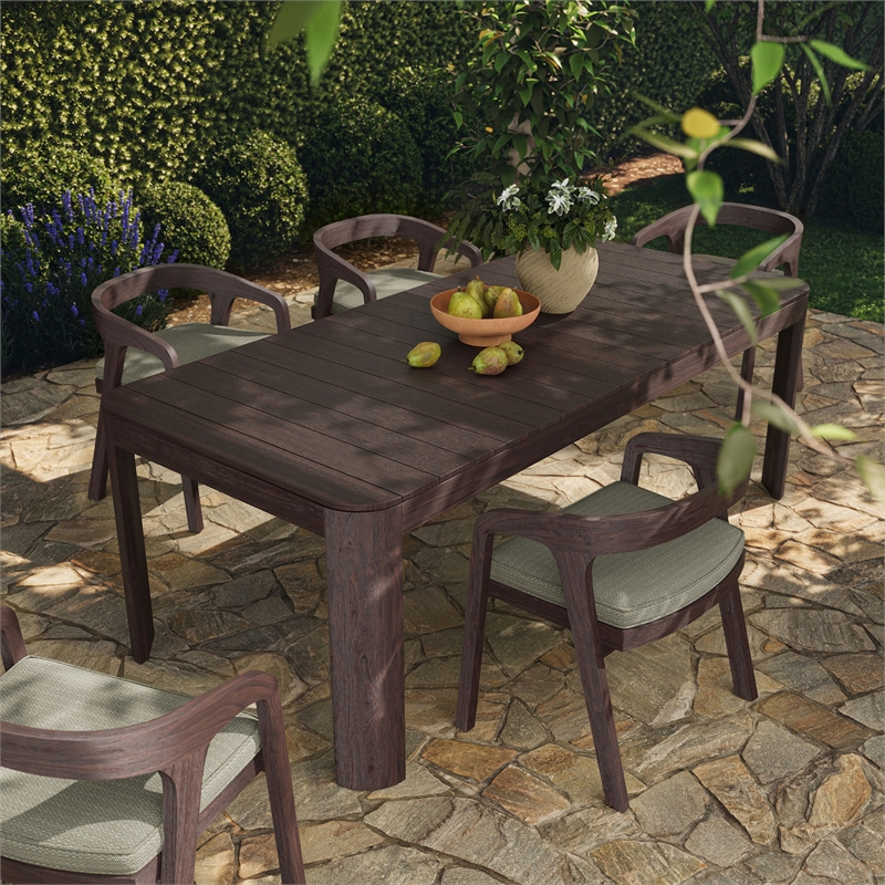 Kona 87 Inch Outdoor Teak Wood Dining Table in Dark Brown