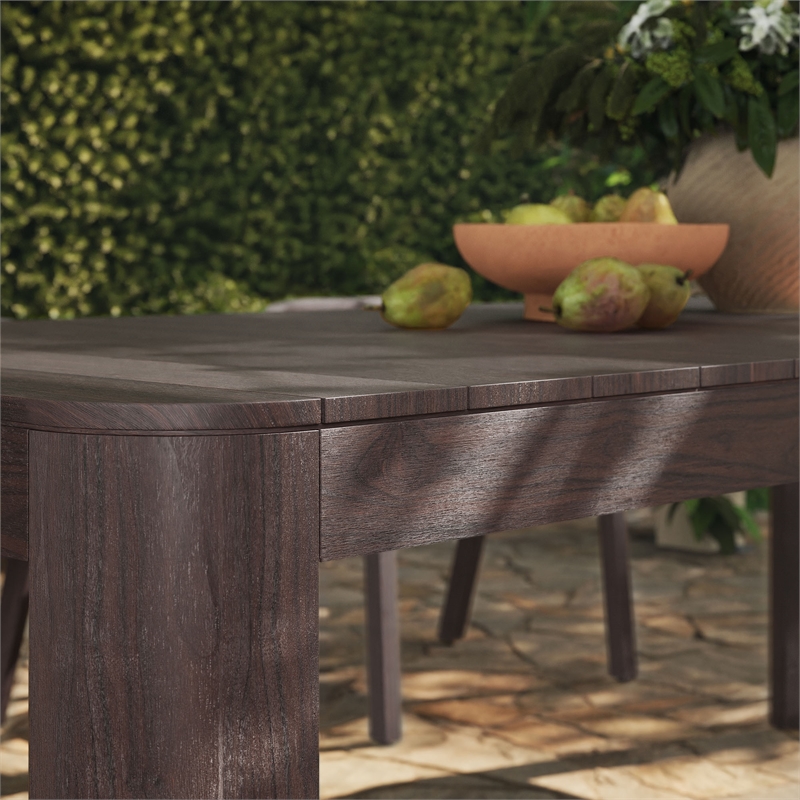 Kona 87 Inch Outdoor Teak Wood Dining Table in Dark Brown