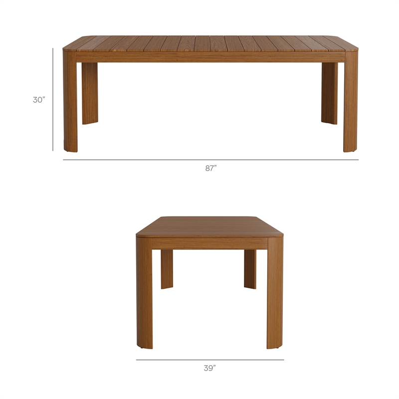 Kona 87 Inch Outdoor Teak Wood Dining Table in Natural