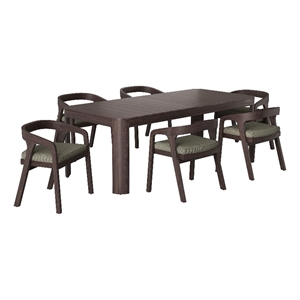 Kona 7-Piece Outdoor Teak Wood Dining Set in Ash