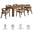 Kona 7-Piece Outdoor Teak Wood Dining Set in Sand