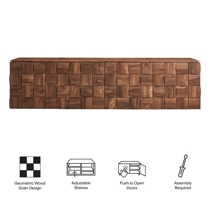 Duskin Wall Mounted TV Stand with Block Front 2 Piece in Walnut