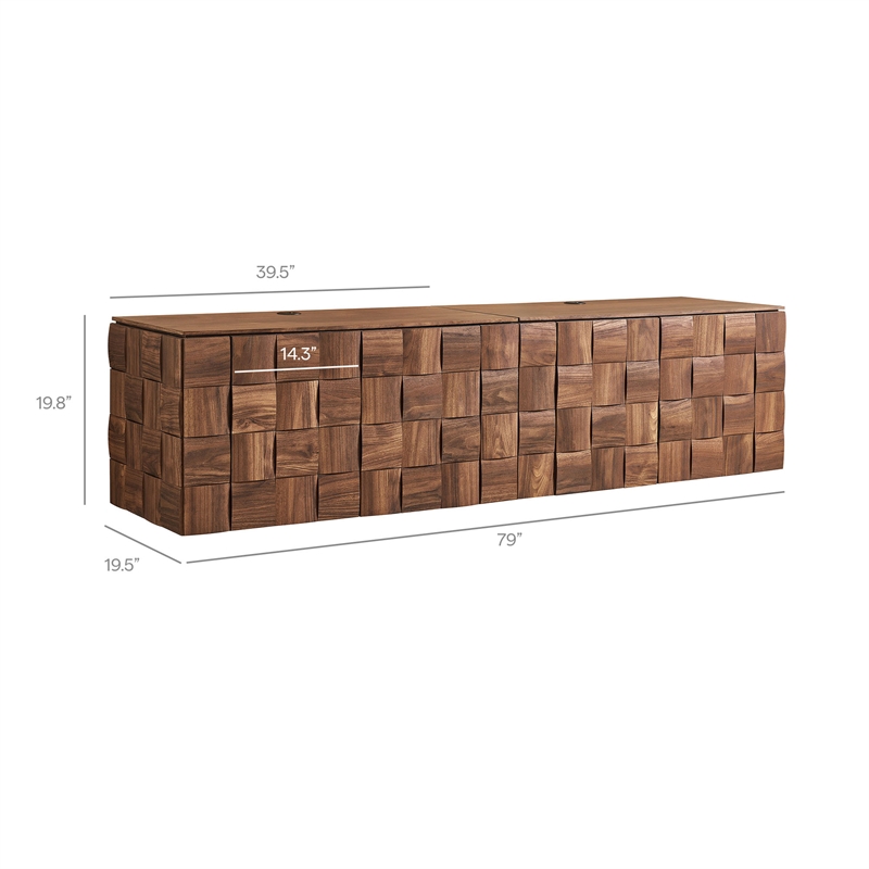 Duskin Wall Mounted TV Stand with Block Front 2 Piece in Walnut