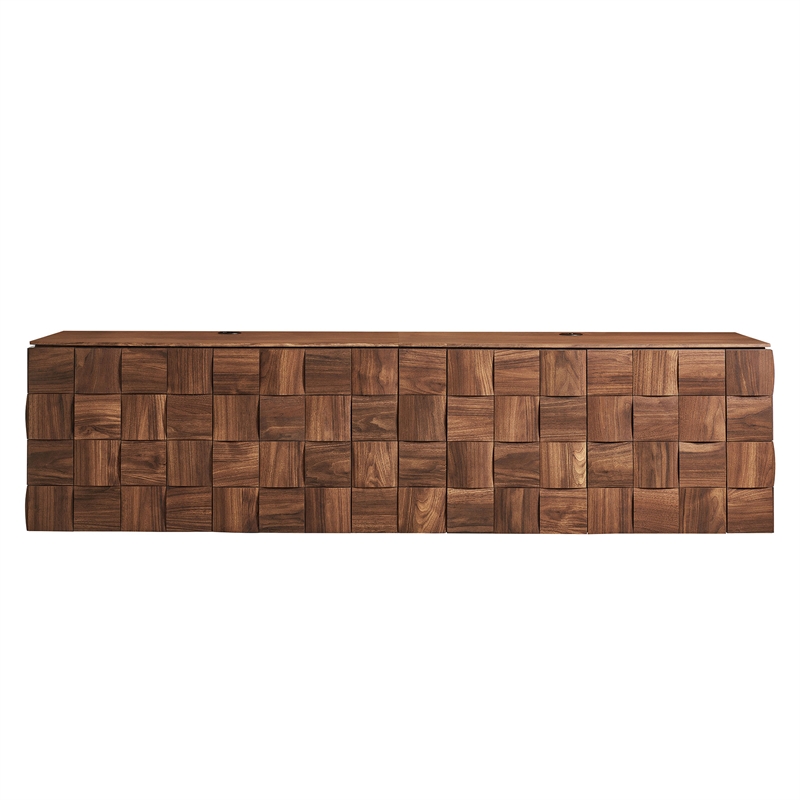 Duskin Wall Mounted TV Stand with Block Front 2 Piece in Walnut