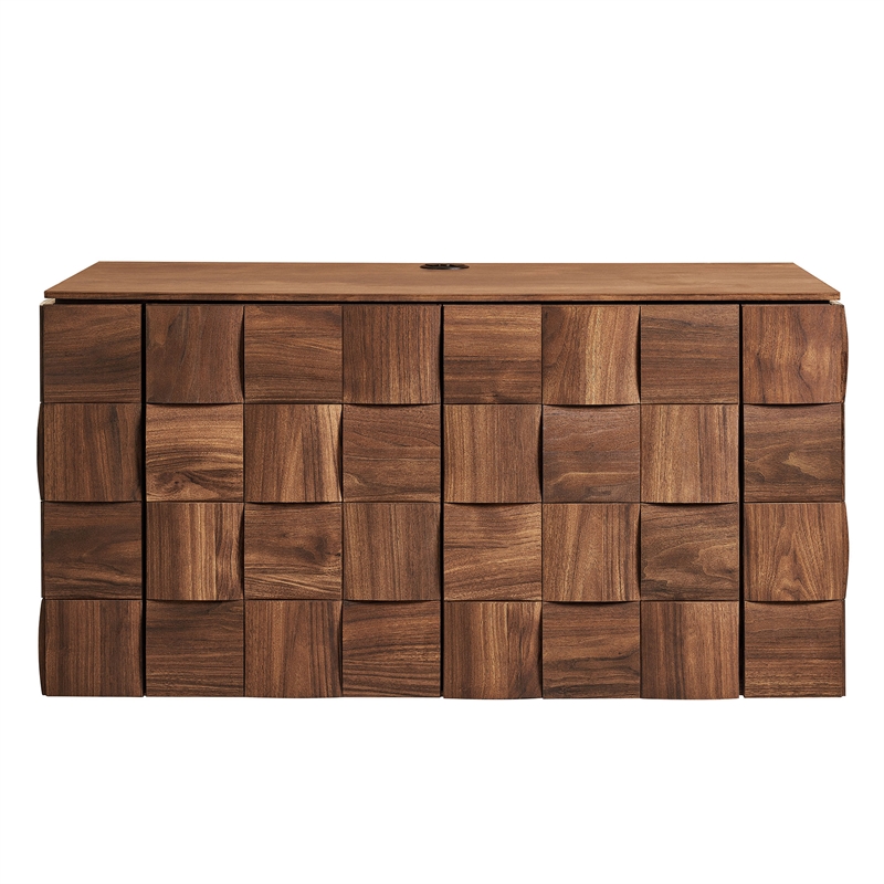 Duskin 39 Inch Wall Mounted TV Stand with Block Front in Walnut