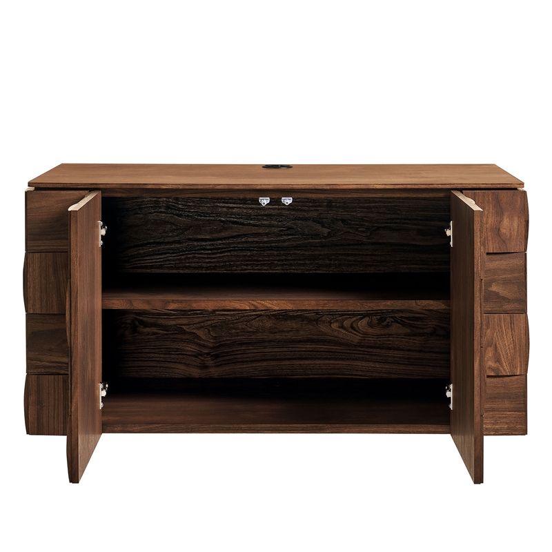 Duskin 39 Inch Wall Mounted TV Stand with Block Front in Walnut