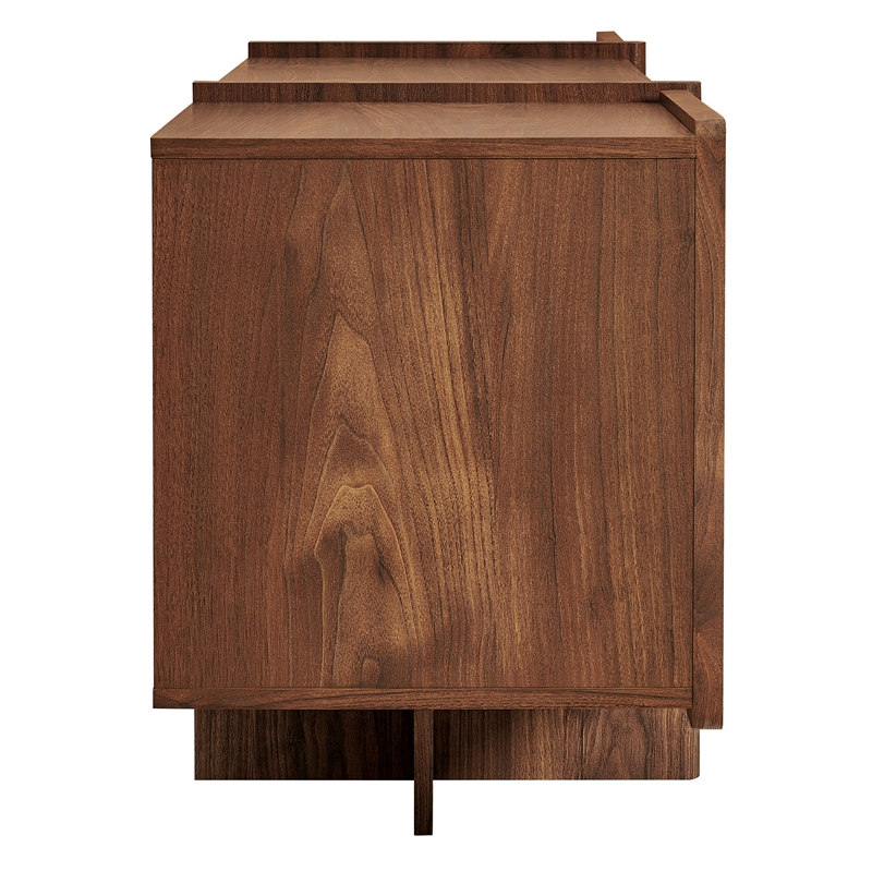 Yarrow 77 Inch Four Door TV Stand with Fluted End Cabinets in Walnut