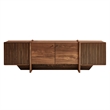 Yarrow 77 Inch Four Door TV Stand with Fluted End Cabinets in Walnut