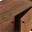 Yarrow 77 Inch Four Door TV Stand with Fluted End Cabinets in Walnut