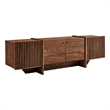 Yarrow 77 Inch Four Door TV Stand with Fluted End Cabinets in Walnut
