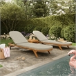 Kona 3-Piece Outdoor Teak Wood Chaise Lounge Set in Sand