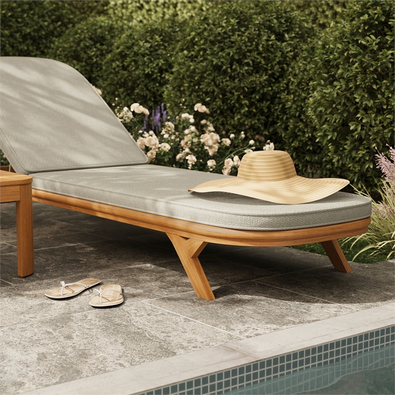 Kona 3-Piece Outdoor Teak Wood Chaise Lounge Set in Sand