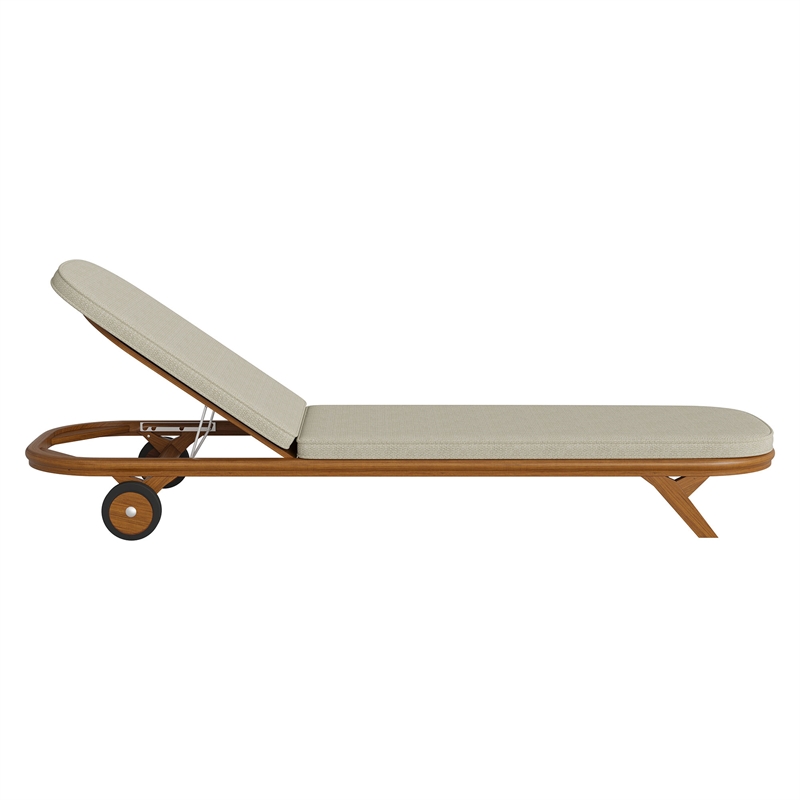 Kona 3-Piece Outdoor Teak Wood Chaise Lounge Set in Sand