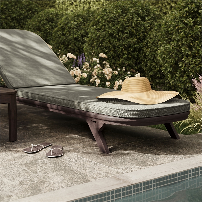 Kona 3-Piece Outdoor Teak Wood Chaise Lounge Set in Ash