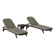 Kona 3-Piece Outdoor Teak Wood Chaise Lounge Set in Ash