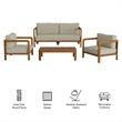 Kona 4-Piece Outdoor Teak Wood Furniture Set in Sand