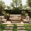 Kona 4-Piece Outdoor Teak Wood Furniture Set in Sand