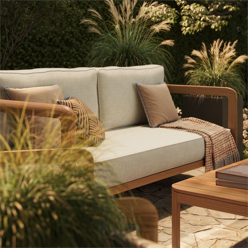 Kona 4-Piece Outdoor Teak Wood Furniture Set in Sand