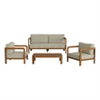 Kona 4-Piece Outdoor Teak Wood Furniture Set in Sand