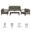 Kona 4-Piece Outdoor Teak Wood Furniture Set in Ash