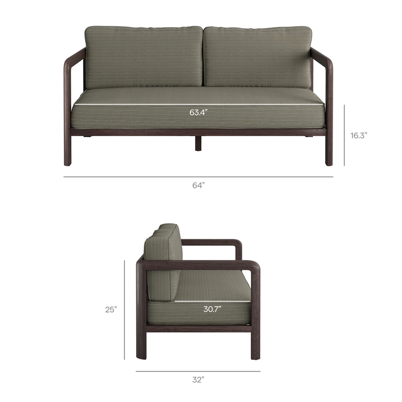 Kona 4-Piece Outdoor Teak Wood Furniture Set in Ash