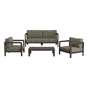 Kona 4-Piece Outdoor Teak Wood Furniture Set in Ash