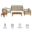 Kona 5-Piece Outdoor Teak Wood Furniture Set in Sand