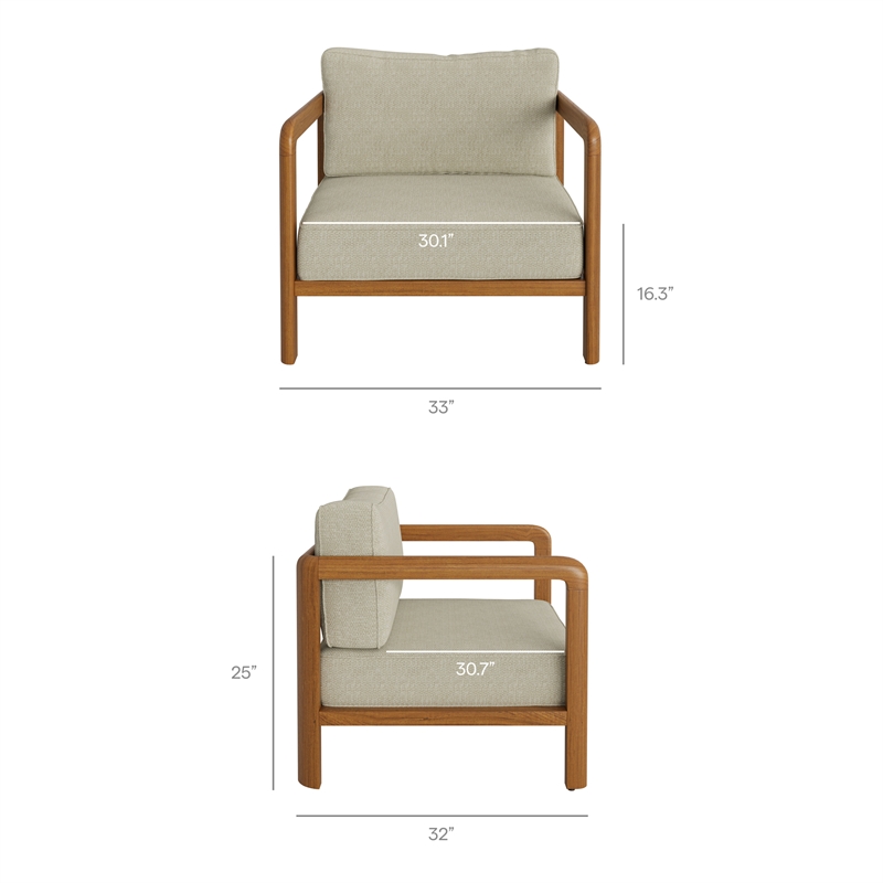 Kona 5-Piece Outdoor Teak Wood Furniture Set in Sand